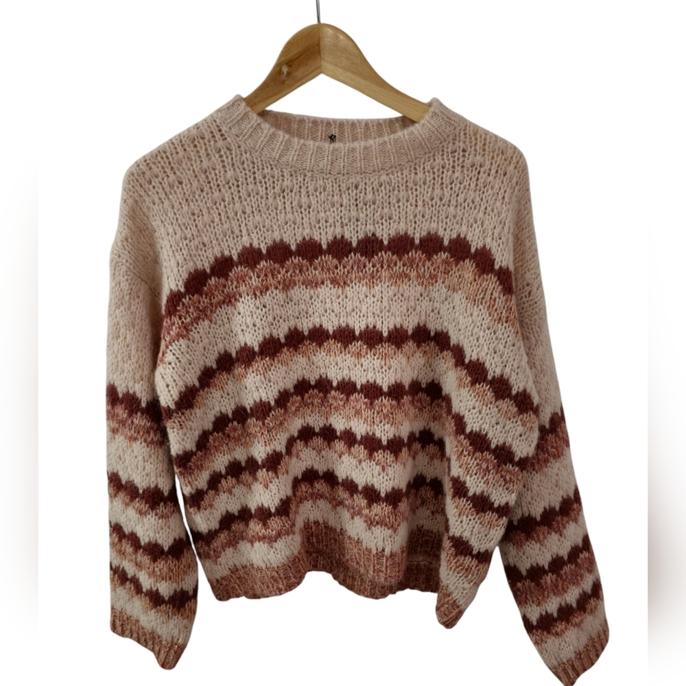 NWT Elsamanda Made in Italy Sweater Alpaca Wool Blend Size Large Mauve Beige
